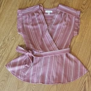 NWOT Pink and white peplum blouse